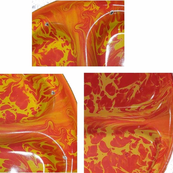 Enamelware Plates 2 Divided End-of-the-Day 12" Dinner Red/Yellow Marble … - Picture 4 of 4